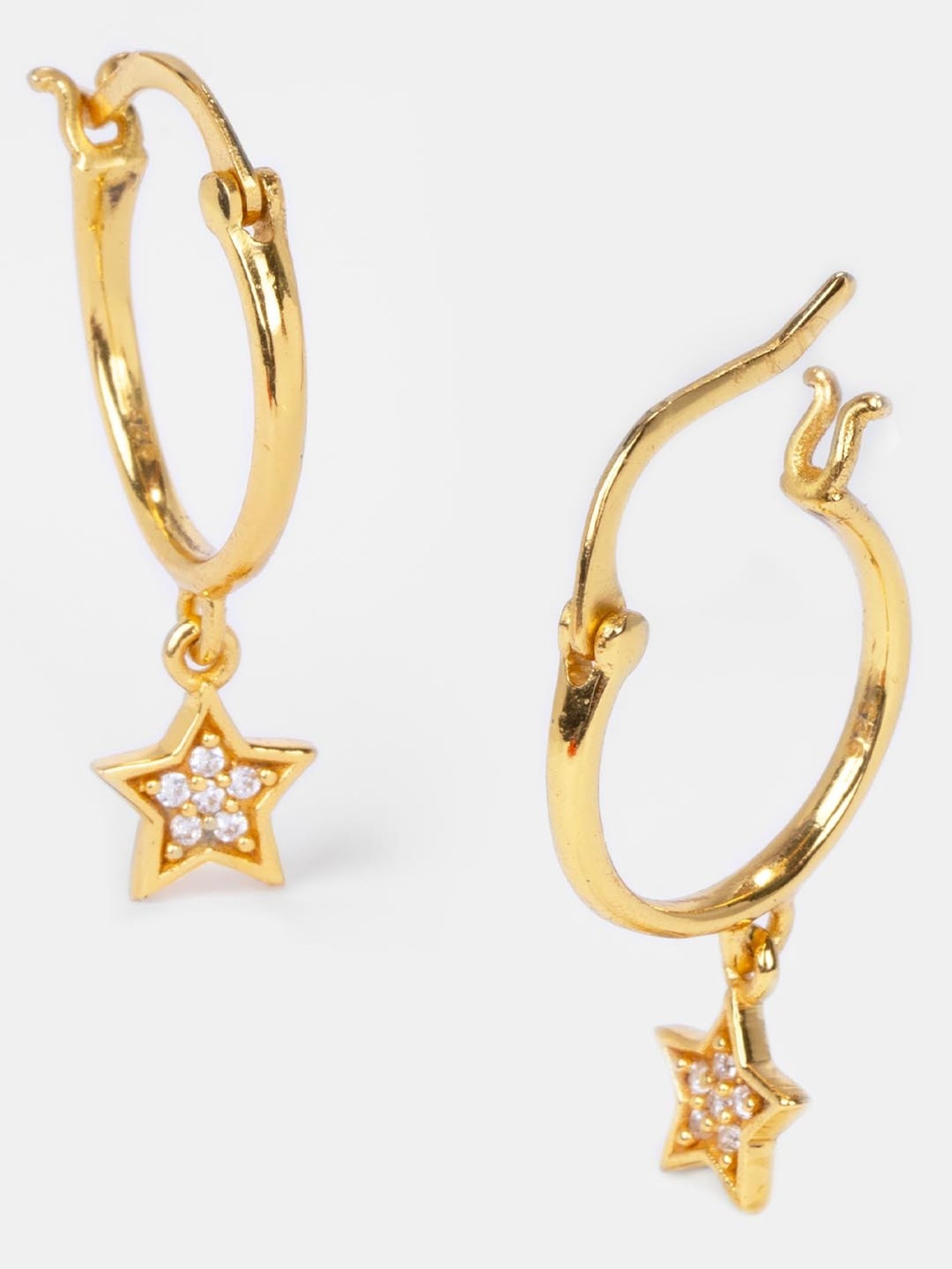 Shaya Gold Plated Starry Eyed Hoop Earrings in 925 Silver