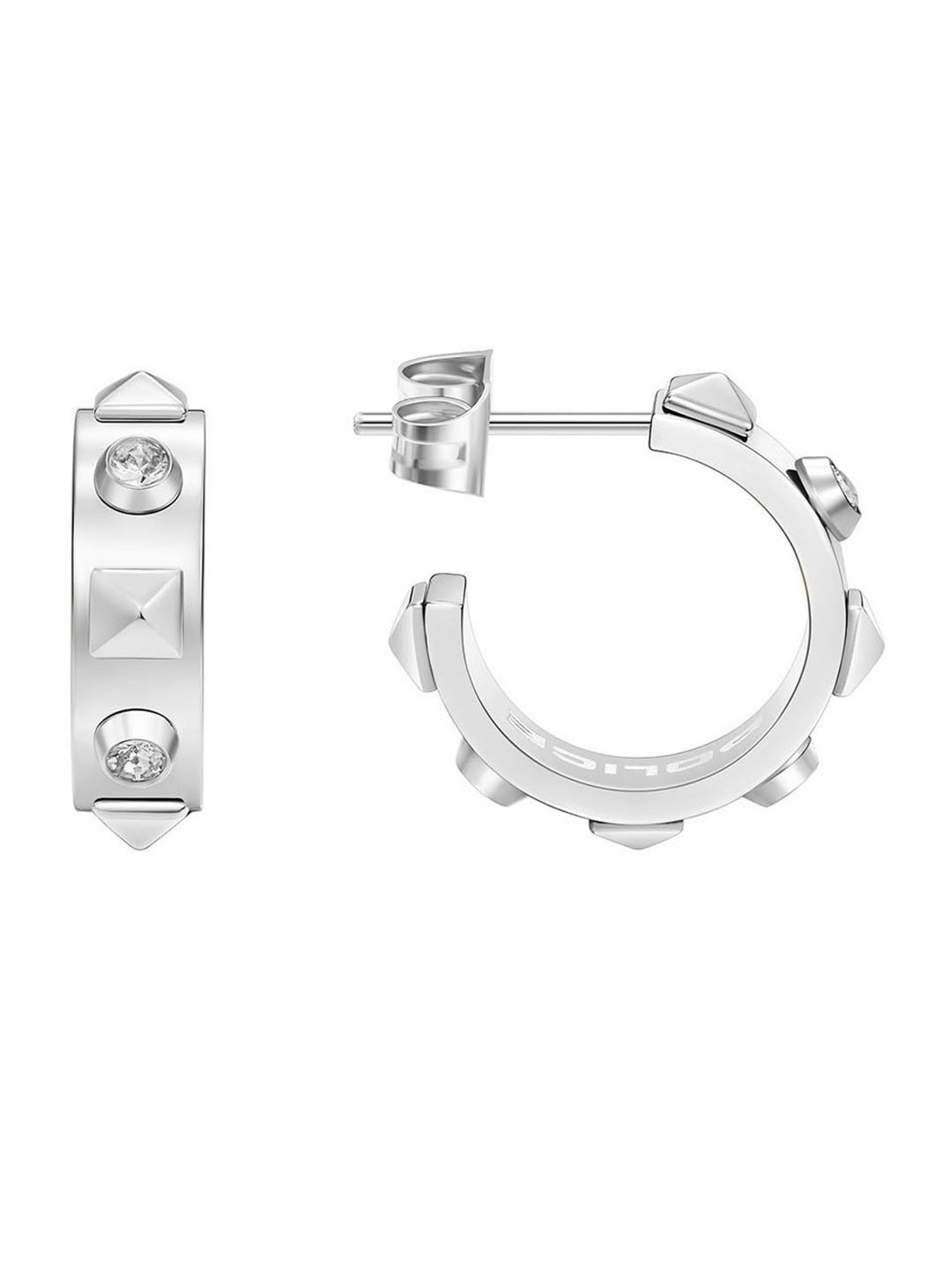 Police Fizzy Silver Hoop Earrings for Women
