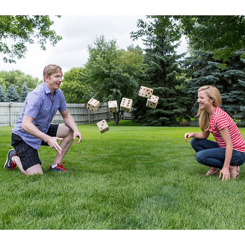 Yard Games 2.5 Inch Giant Outdoor Indoor Hand Sanded Wooden Dice Set with Laminated Scorecards and Carrying Case Fun For Kids and Adults of All Ages