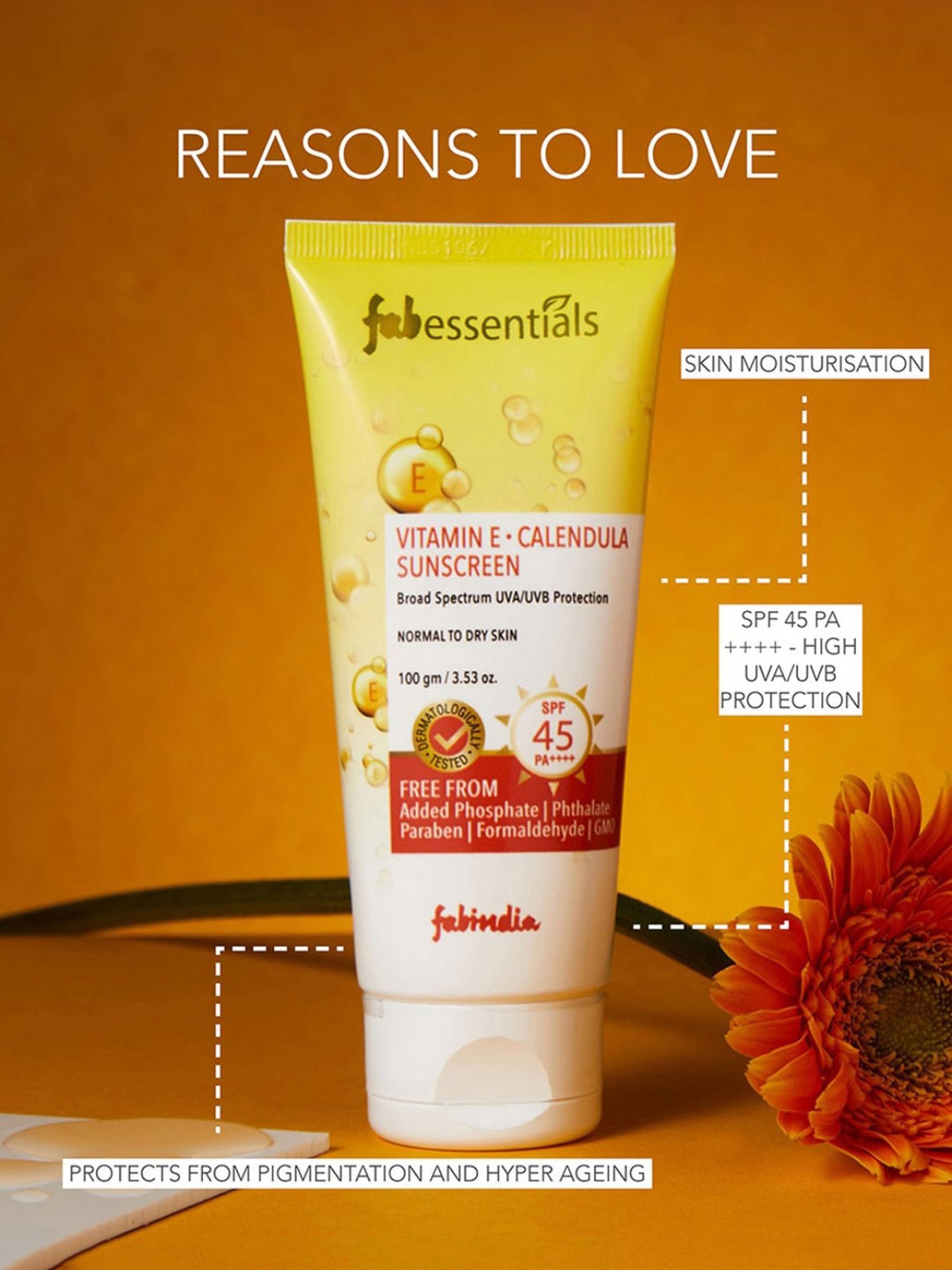 Fabessentials Vitamin E & Calendula Sunscreen - 100 gm