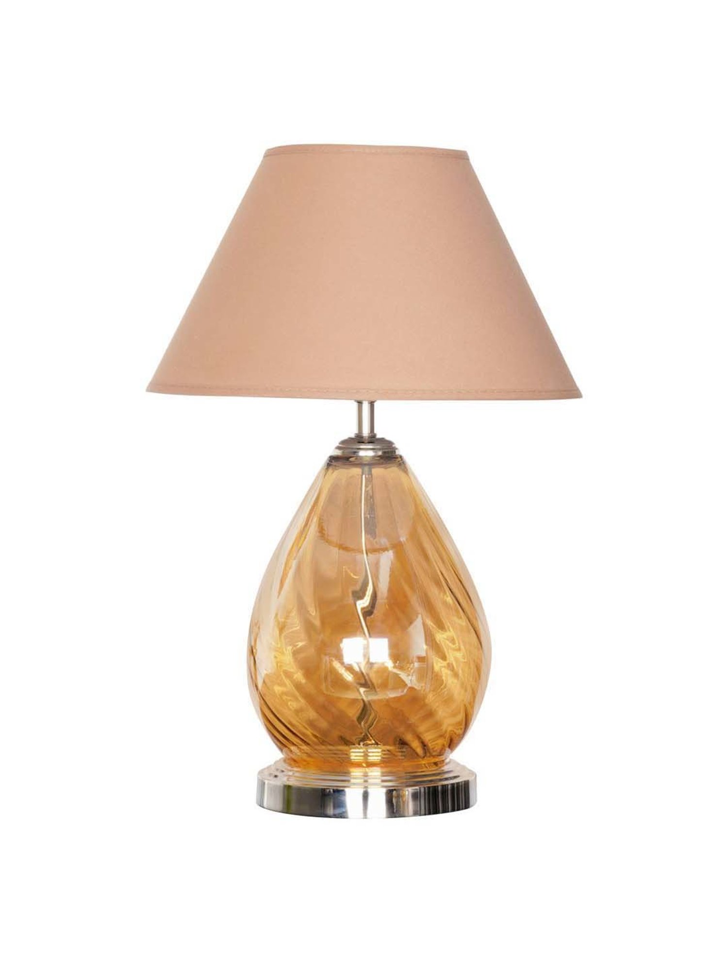 Kapoor Lamp Shades Amber & Nickel Glass Decade Table Lamp With Cotton Shade