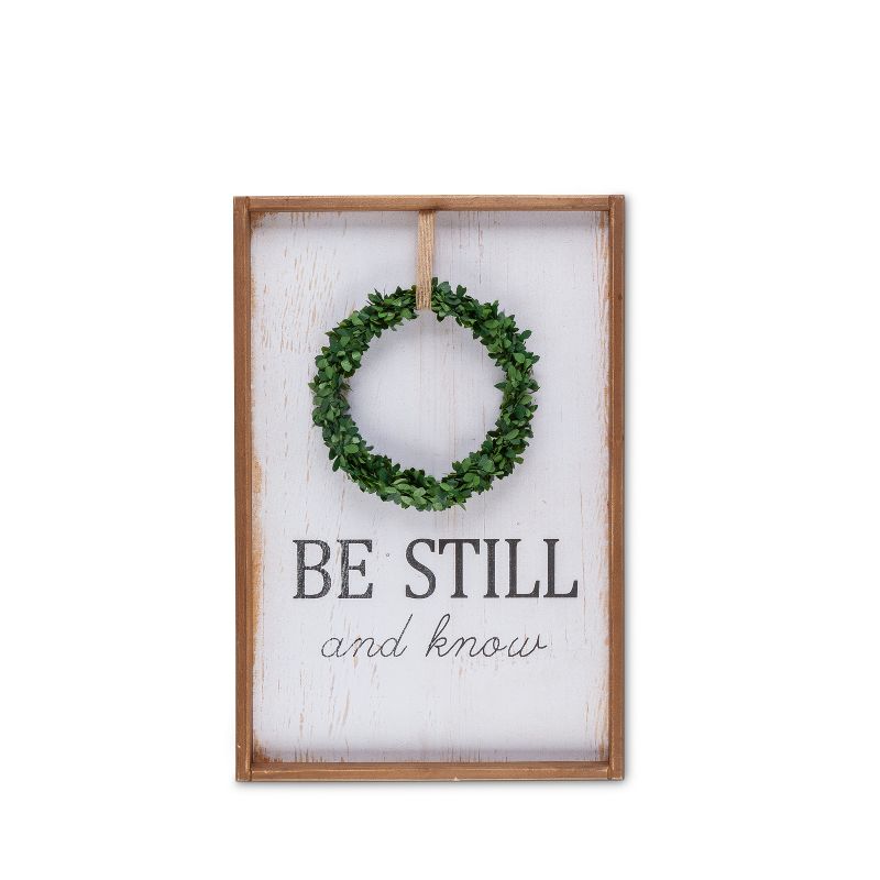 Lone Elm Studios Assorted Wreath Message Wall D'ecor with White Wood Background and Natural Wood Frame (Set of 2)