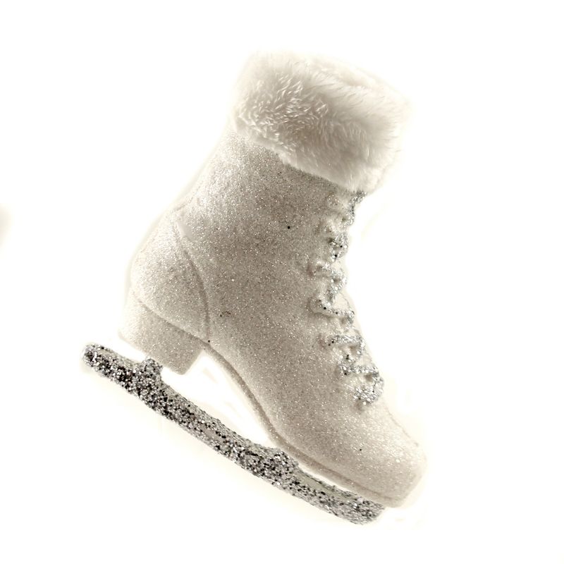 Christmas 7.0" Glittered Skate W/ Fur Ornament Figure Skating Rink  -  Tree Ornaments