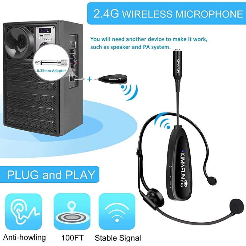 Wireless Microphone System  24G Wireless Headset and Lavalier Lapel Microphones For iPhone Android Phone Laptop and Speaker designed for Teaching Recording Vlog Broadcast G1023