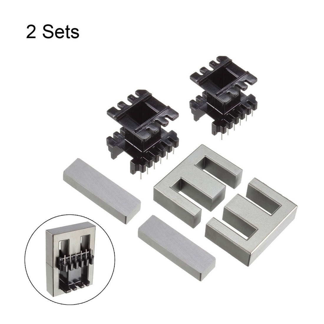2 Sets EI40 6 with 6pin Transformer Bobbin PC40 Ferrite Core