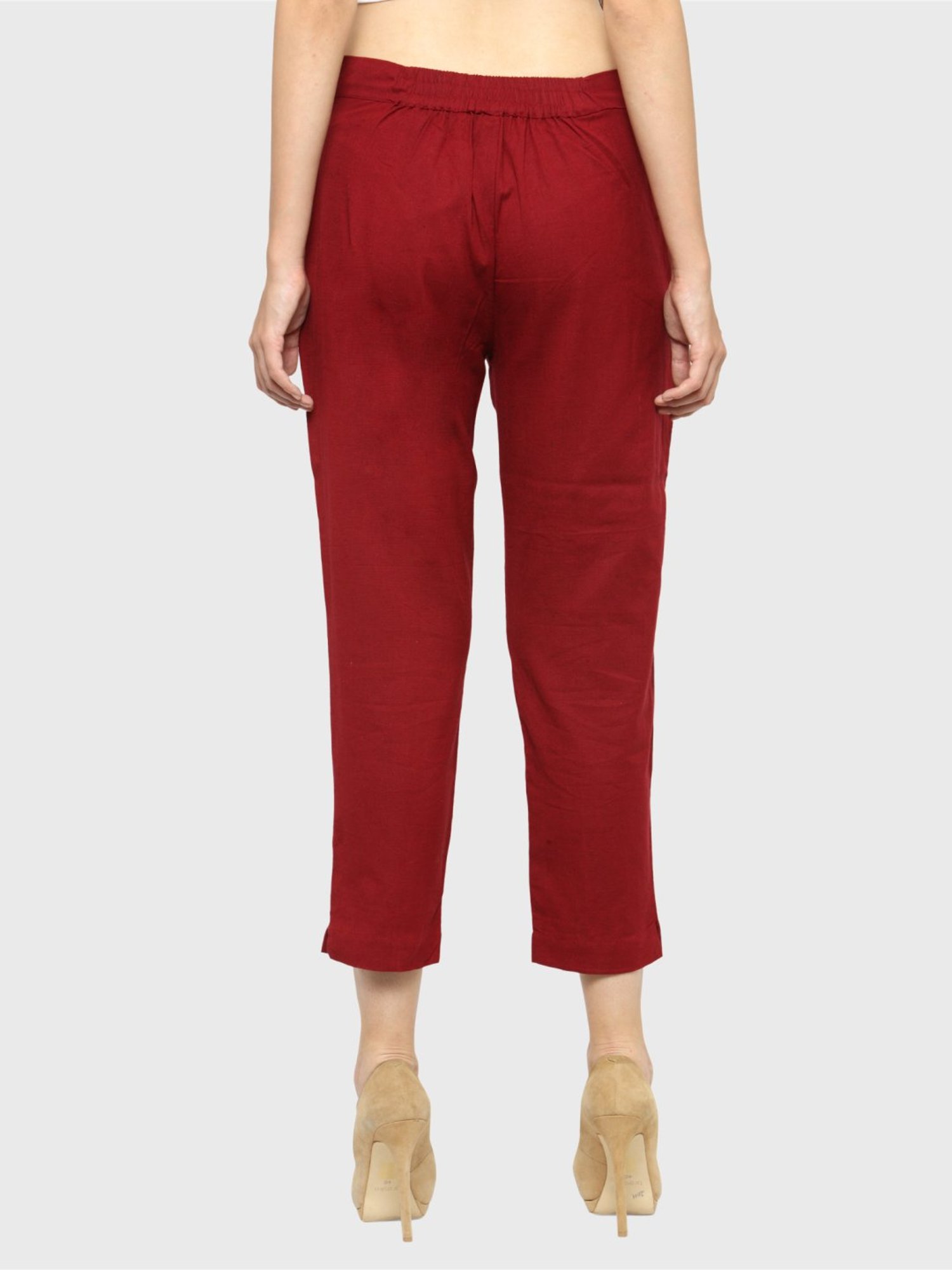 Indibelle Maroon Cotton Trousers