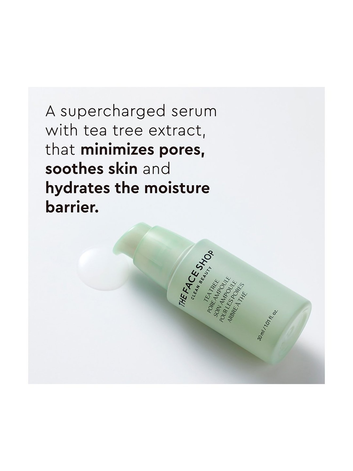 The Face Shop Tea Tree Pore Ampoule with AHA, IP-BHA & Hyaluronic Acid for Oily & Acne Skin - 30 ml
