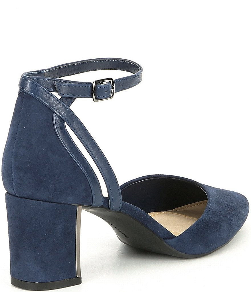 Alex Marie Nelvin Suede Ankle-Strap Block Heel Pumps