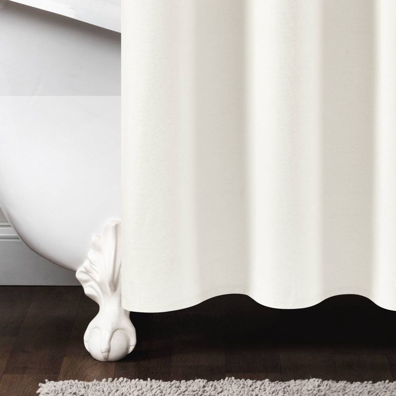 Stitched Woven Striped Yarn Dyed Cotton Shower Curtain Ivory/Black - Lush Décor