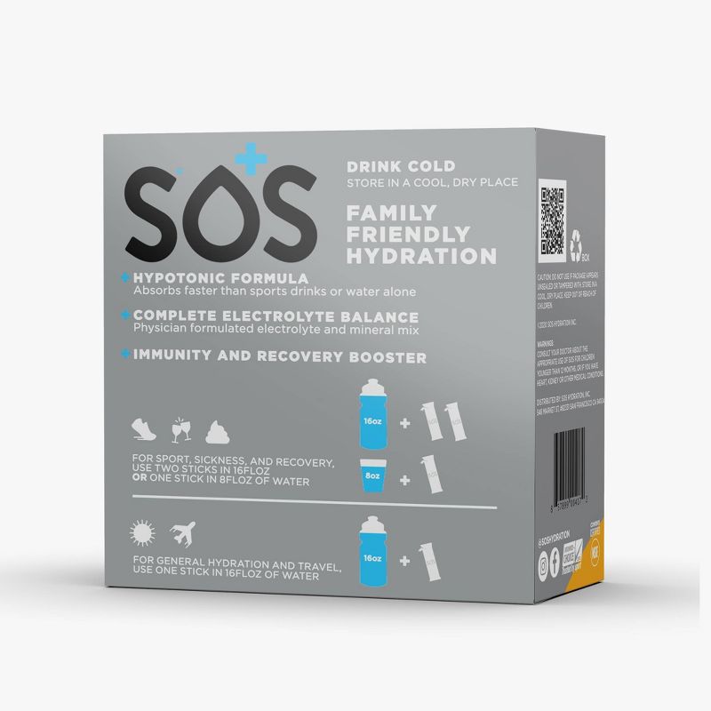 SOS Hydration Electrolyte Drink Mix - Mango - 20pk