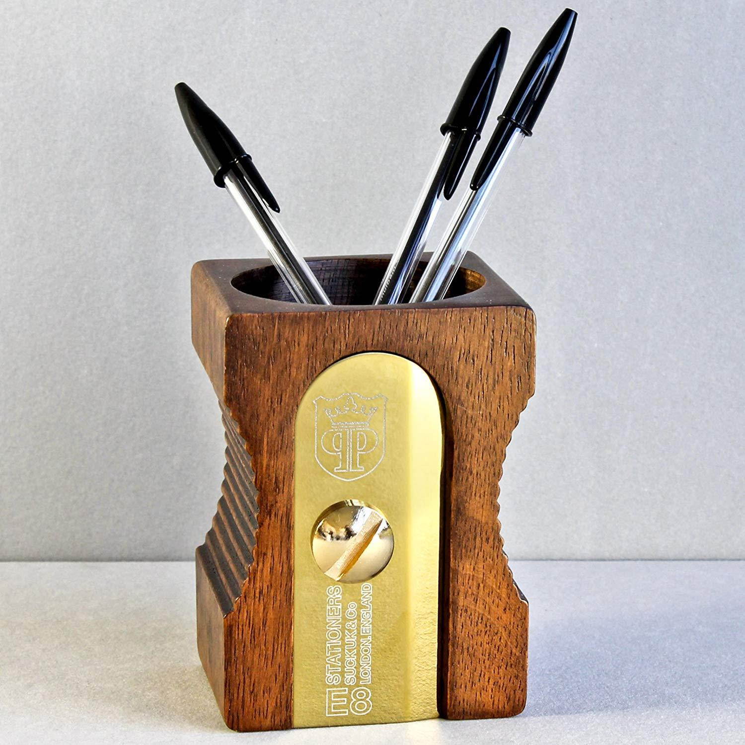 Suck UK Pencil Sharpener Desk Tidy and Stationary Holder/ Pen Pot - Perfect for Pens, Pencils, Rulers, Markers and Scissors  - Dark