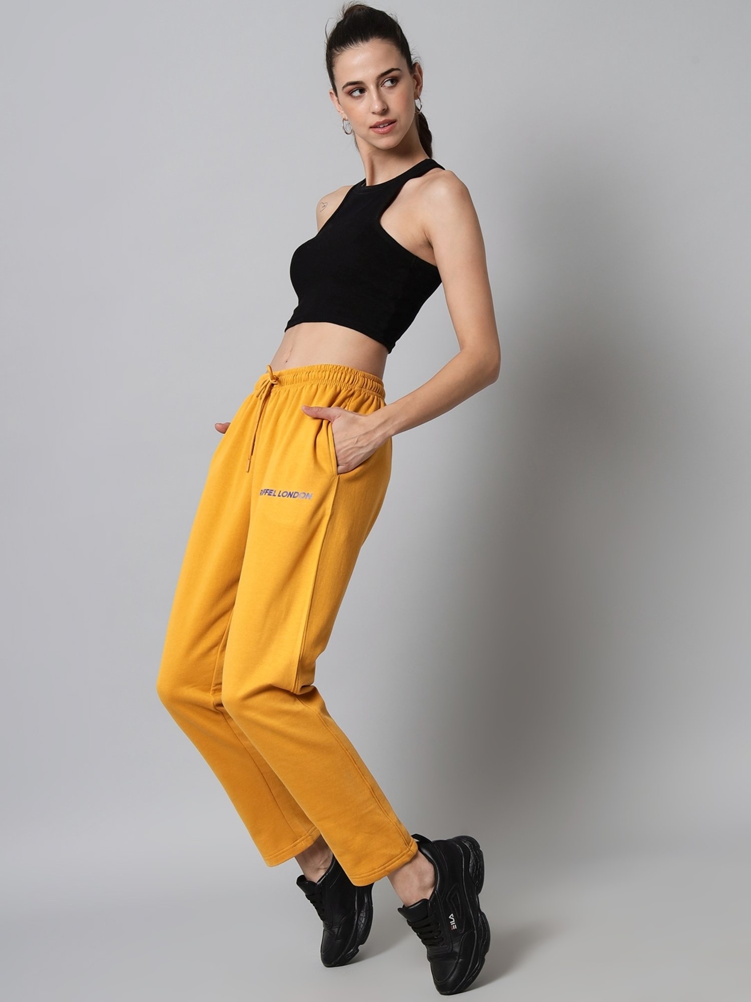 GRIFFEL Yellow Printed Track Pants