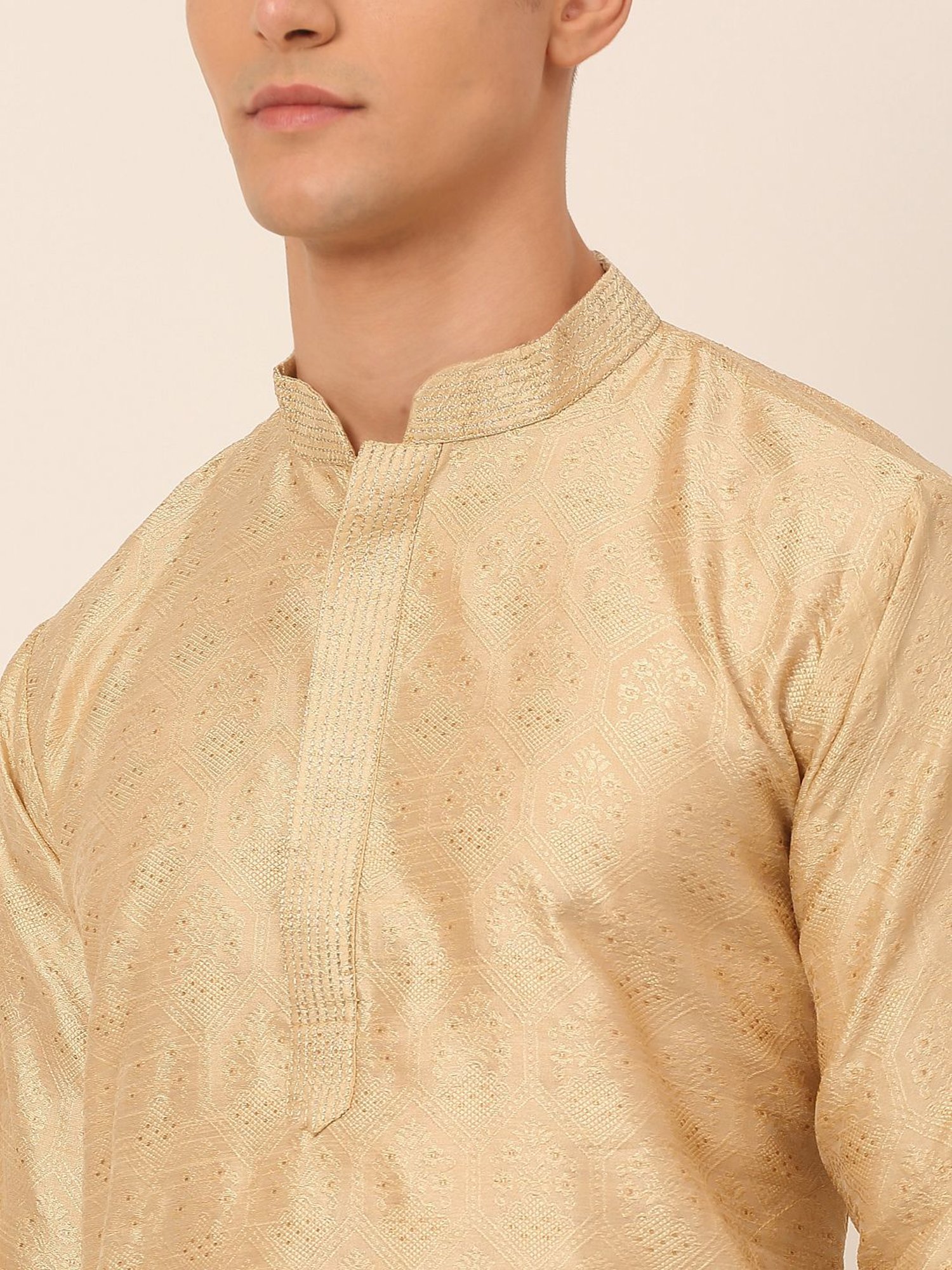 Jompers Beige Regular Fit Embroidered Kurta Set