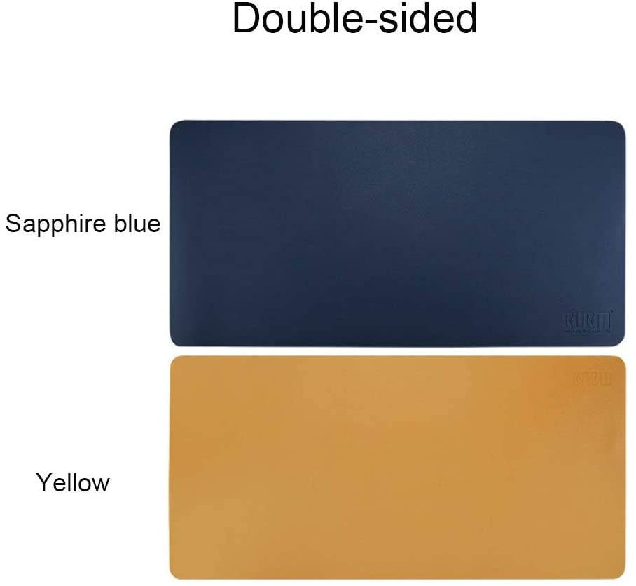 BUBM PU Leather Mouse Pad Mat Waterproof, Perfect Desk Writing Mat for Office and Home,Ultra Thin 2mm - 31.5"x15.8" (Sapphire)