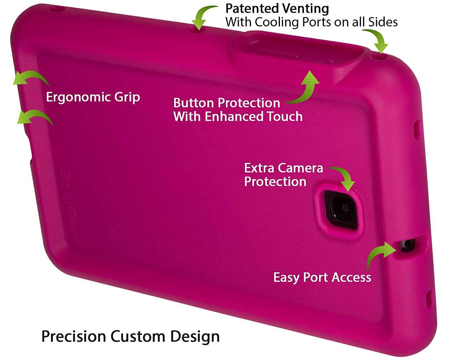 BobjGear Bobj Rugged Tablet Case for Samsung Galaxy Tab A 8.0 (2018) SM-T387 Kid Friendly (Rockin' Raspberry)