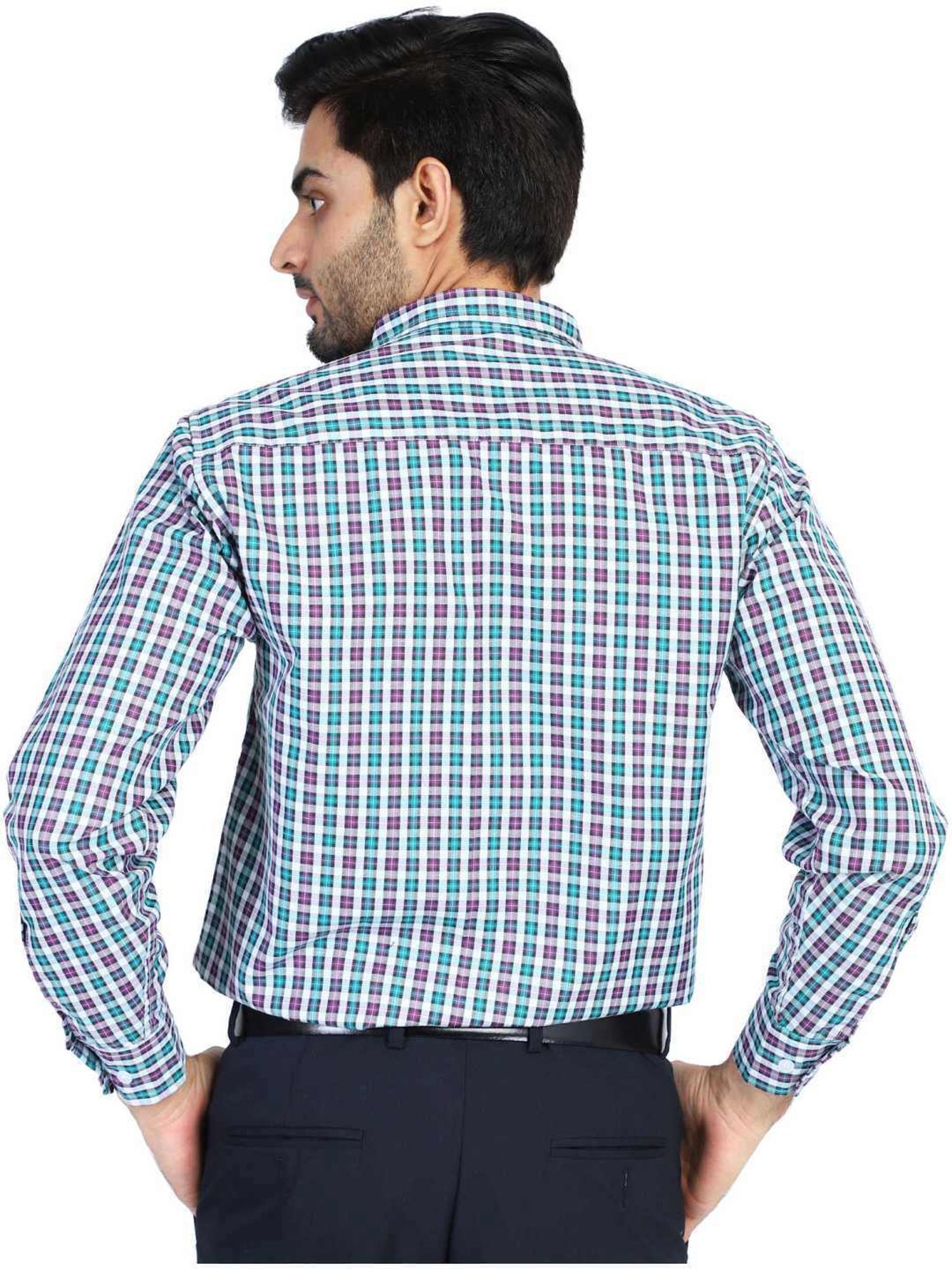 Tahvo Blue Slim Fit Checks Shirt
