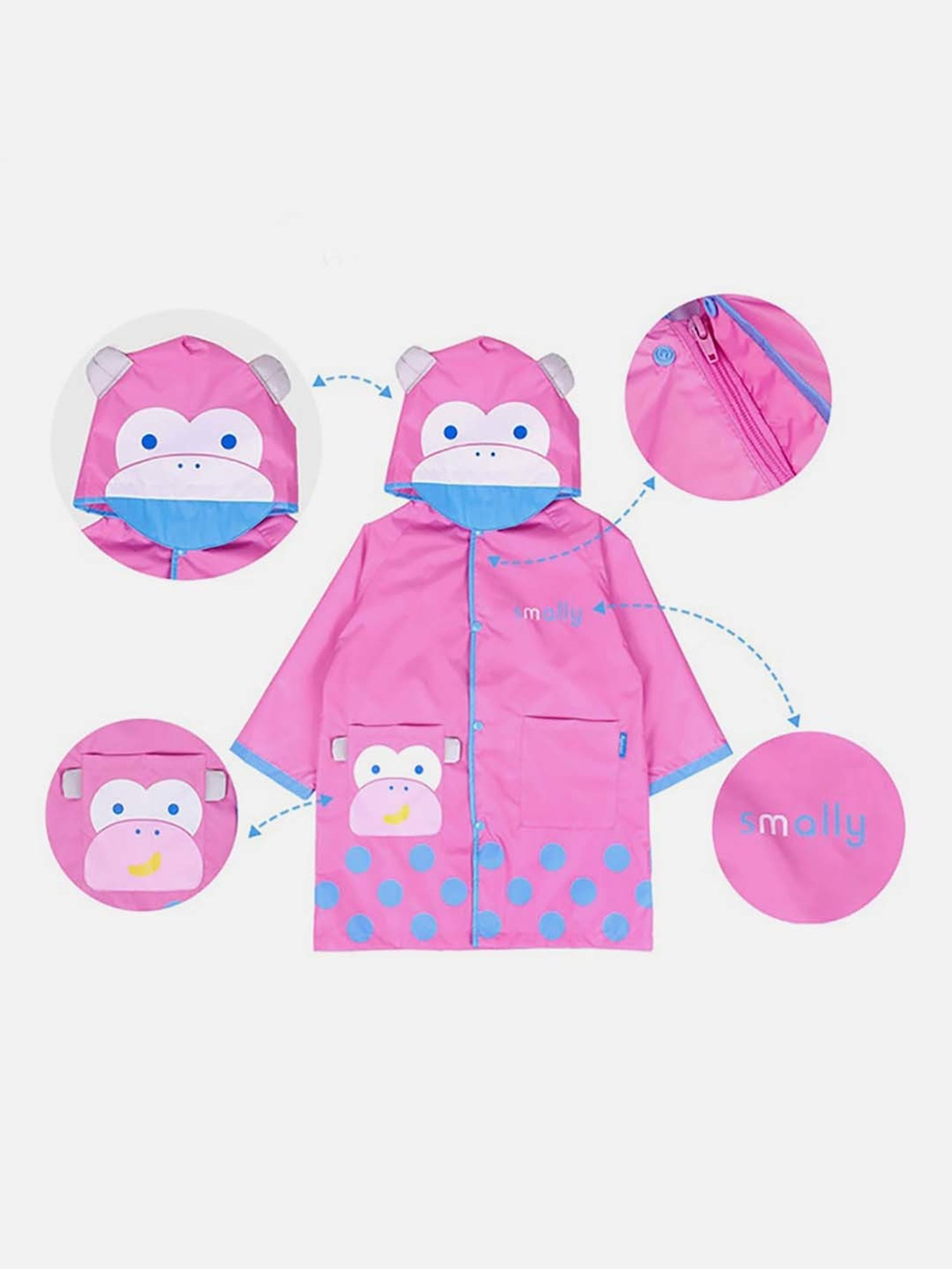 Little Surprise Box Kids Pink Printed Full Sleeves Raincoat