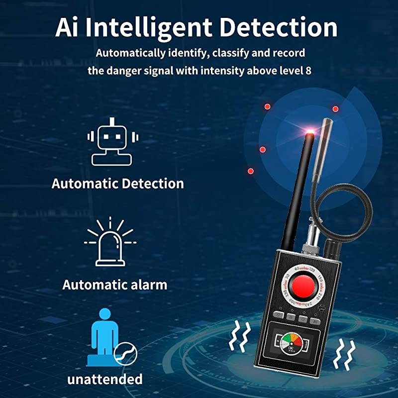 Spy Detector & RF Bug Detectors Wireless Signal Detector for GPS Tracker, Hidden Spy Camera Detector GSM Tracking Device Scanner Radio Frequency Detector