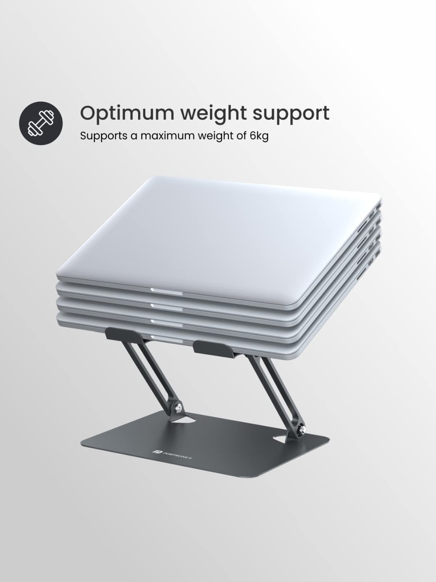 Portronics My Buddy K7 Portable Laptop Stand with Ventilated Board for Laptop Cooling (Grey)