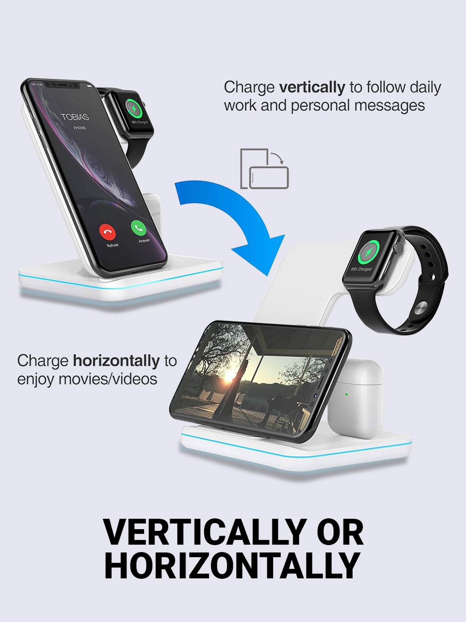 UNIGEN UNIDOCK 3-in-1 Fast 15W Wireless Charging Station (White)