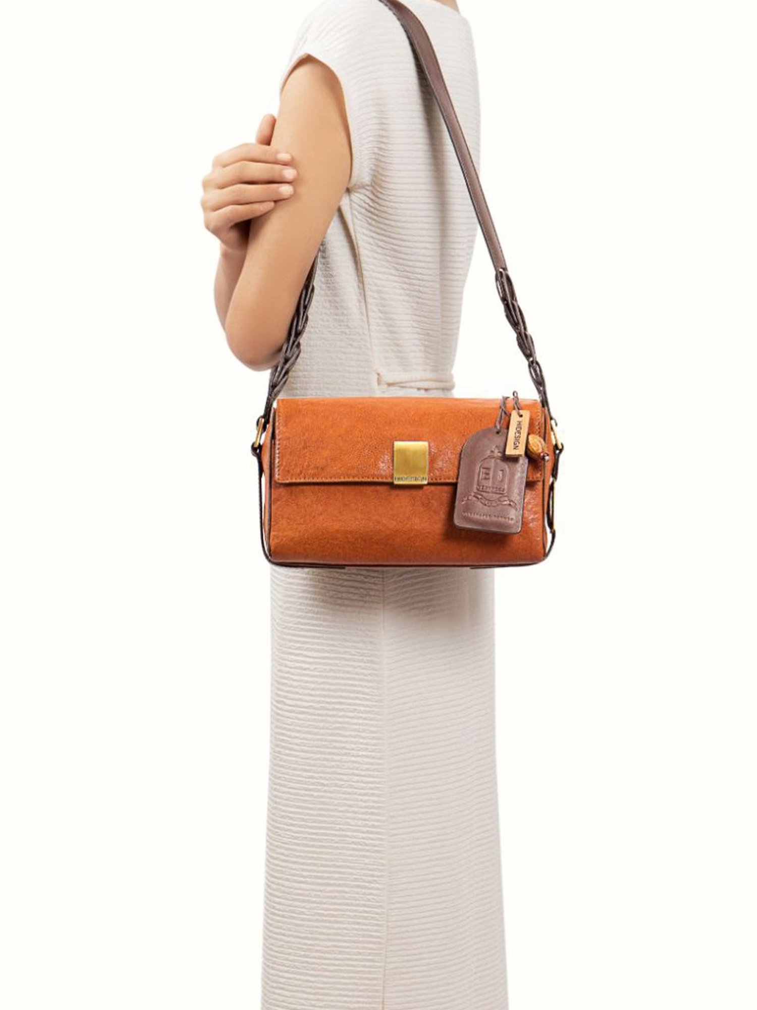 Hidesign Orange Solid Medium Sling Handbag