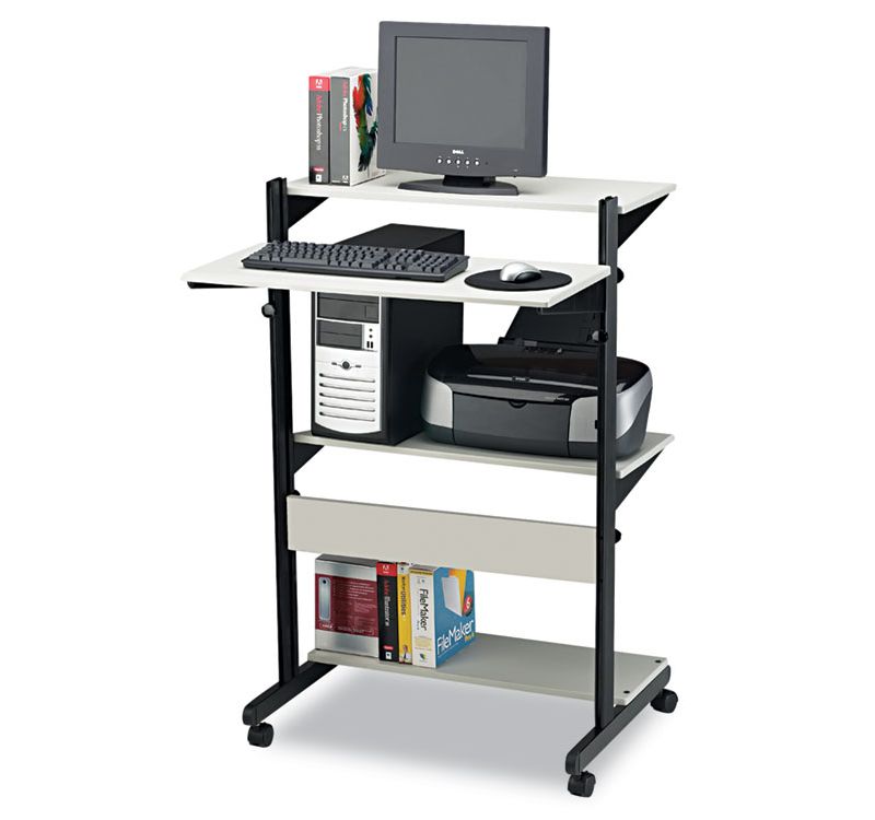Mayline Soho Adjustable Mobile Computer Table 32w x 31d x 50h Gray/Black 8432SOGRYBLK