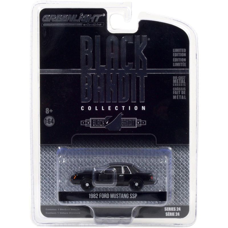 1982 Ford Mustang SSP "Black Bandit Police" "Black Bandit" Series 24 1/64 Diecast Model Car by Greenlight