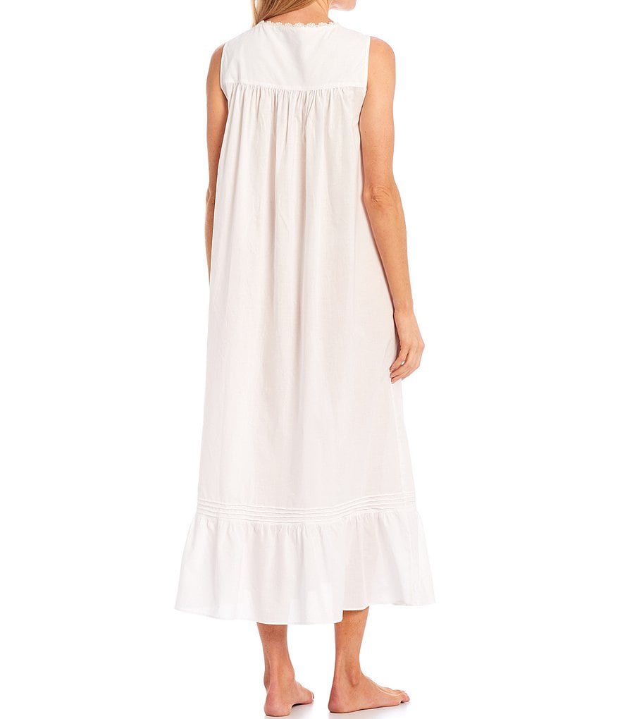 Eileen West Solid Woven Lawn Ballet Square Neck Sleeveless Nightgown
