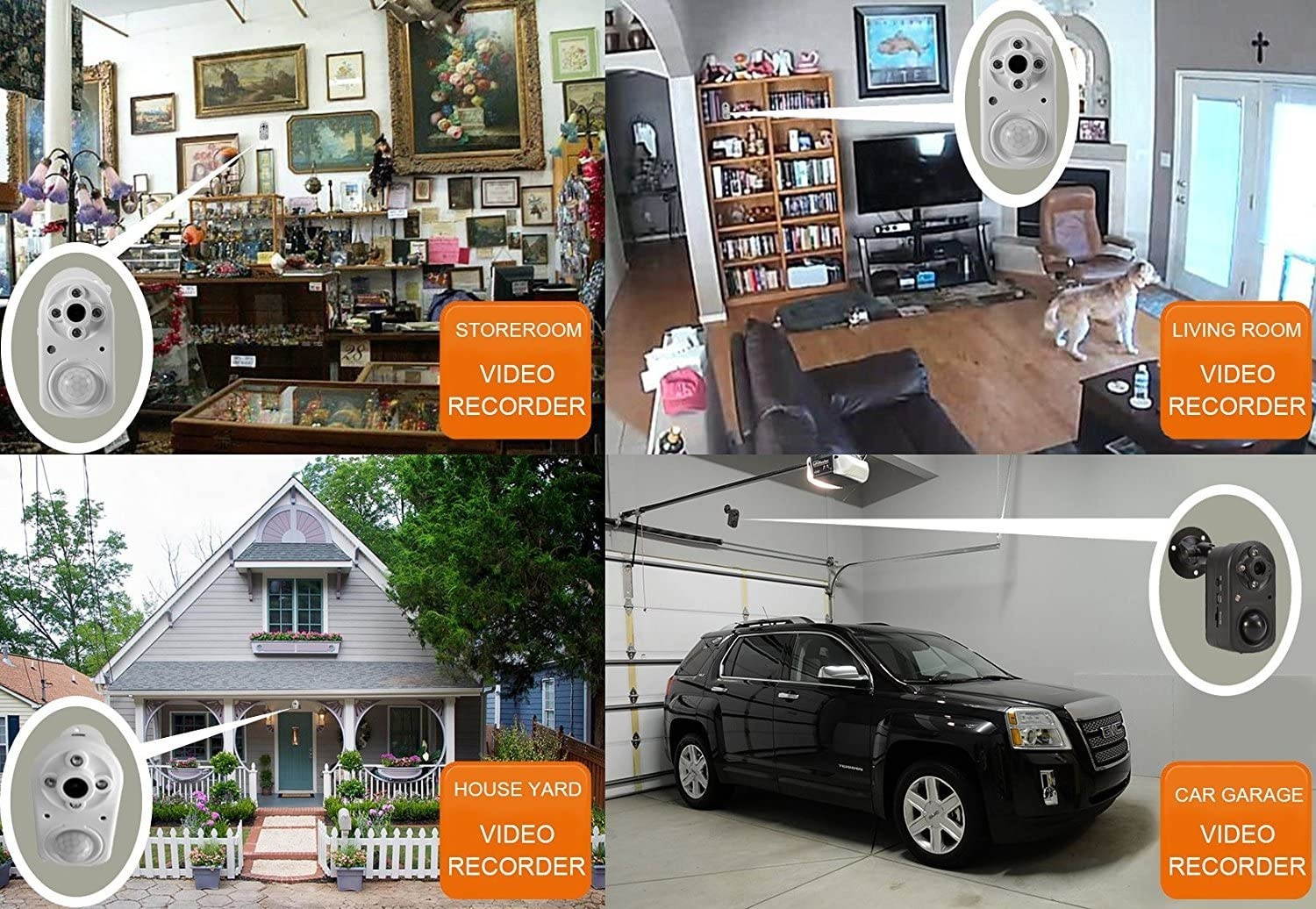 Hack Proof Home Office Security Camera, eoqo 1080p H.264 Codec Battery Powered PIR Motion Sensor Detect Night Vision Standalone Backup Surveillance Camera System | 3-12 Months Standby (White)