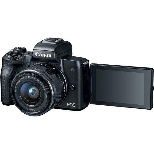 Canon EOS M50 Mirrorless Digital Camera with 15-45mm Lens and 4K Video Bundle w/ Memory Cards, Digital Slave Flash, Spare Battery + More - Intl Model