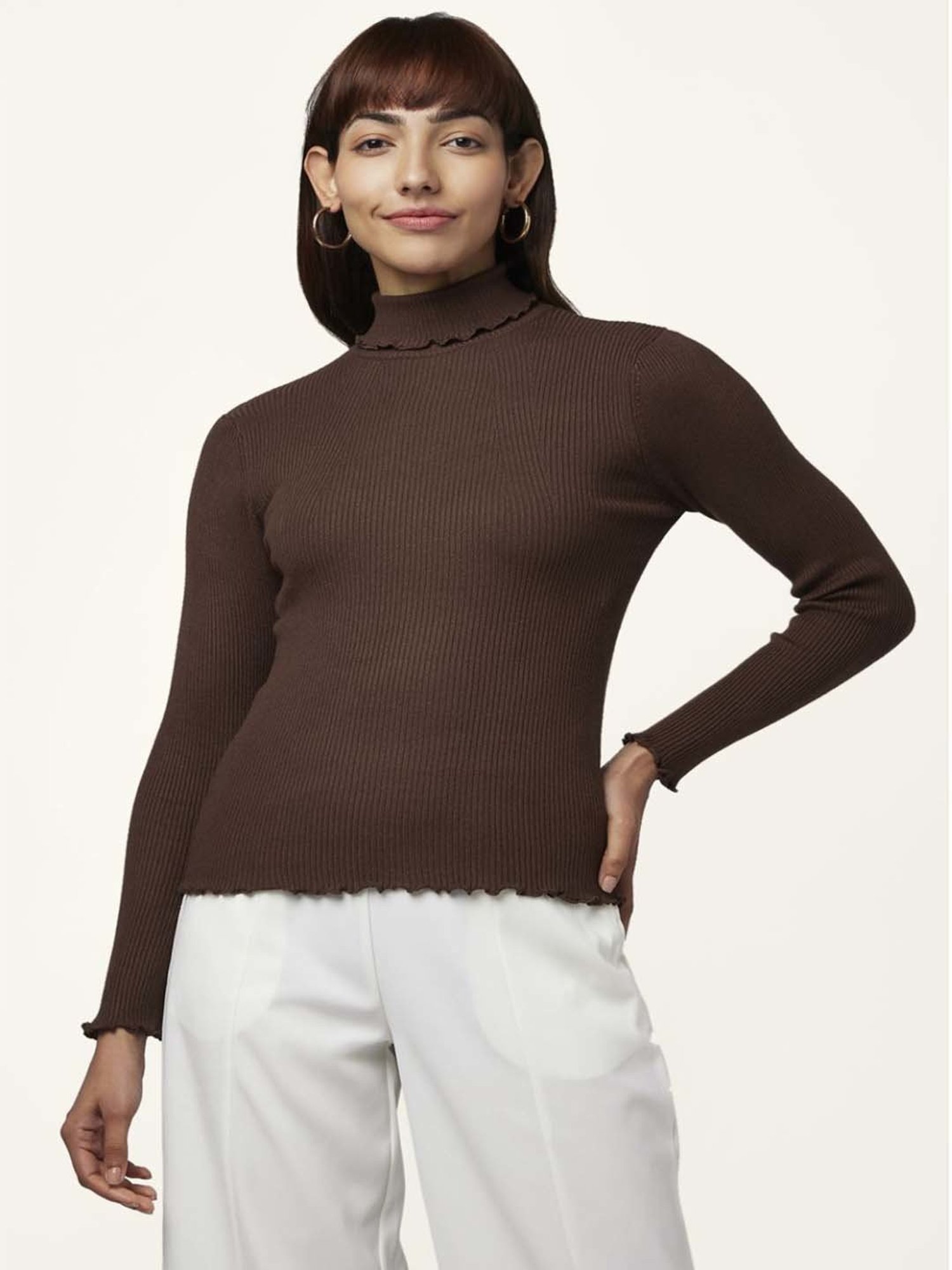 Honey by Pantaloons Brown Slim Fit Sweater