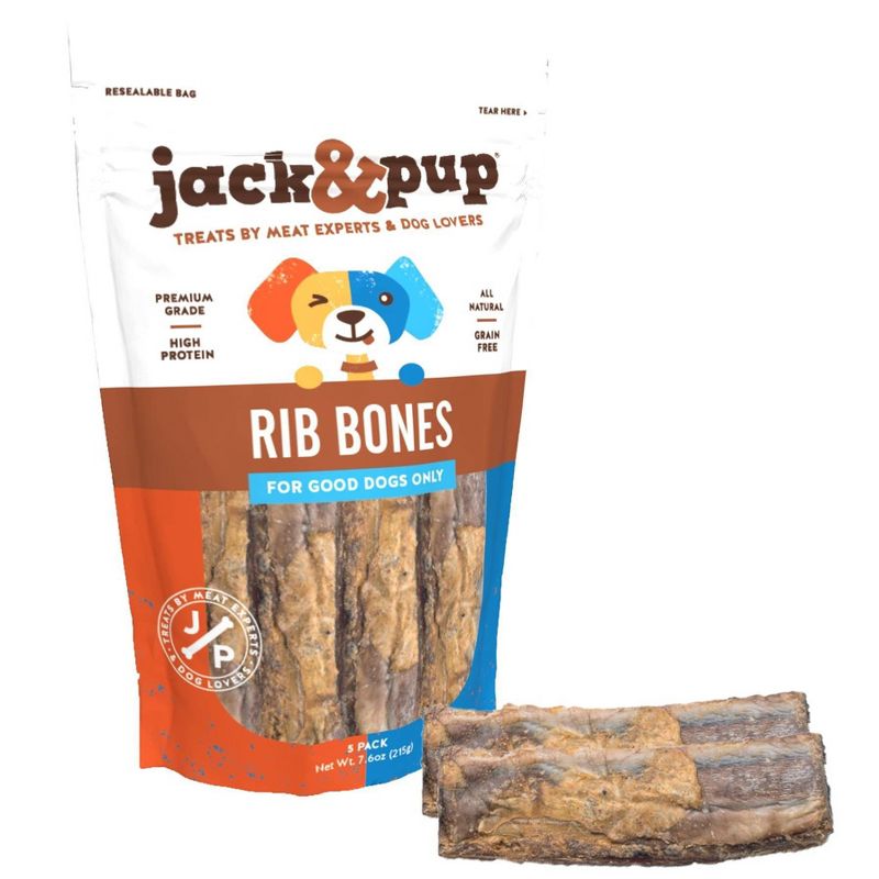 Jack&Pup Rib Bones Beef Dog Treats - 5ct