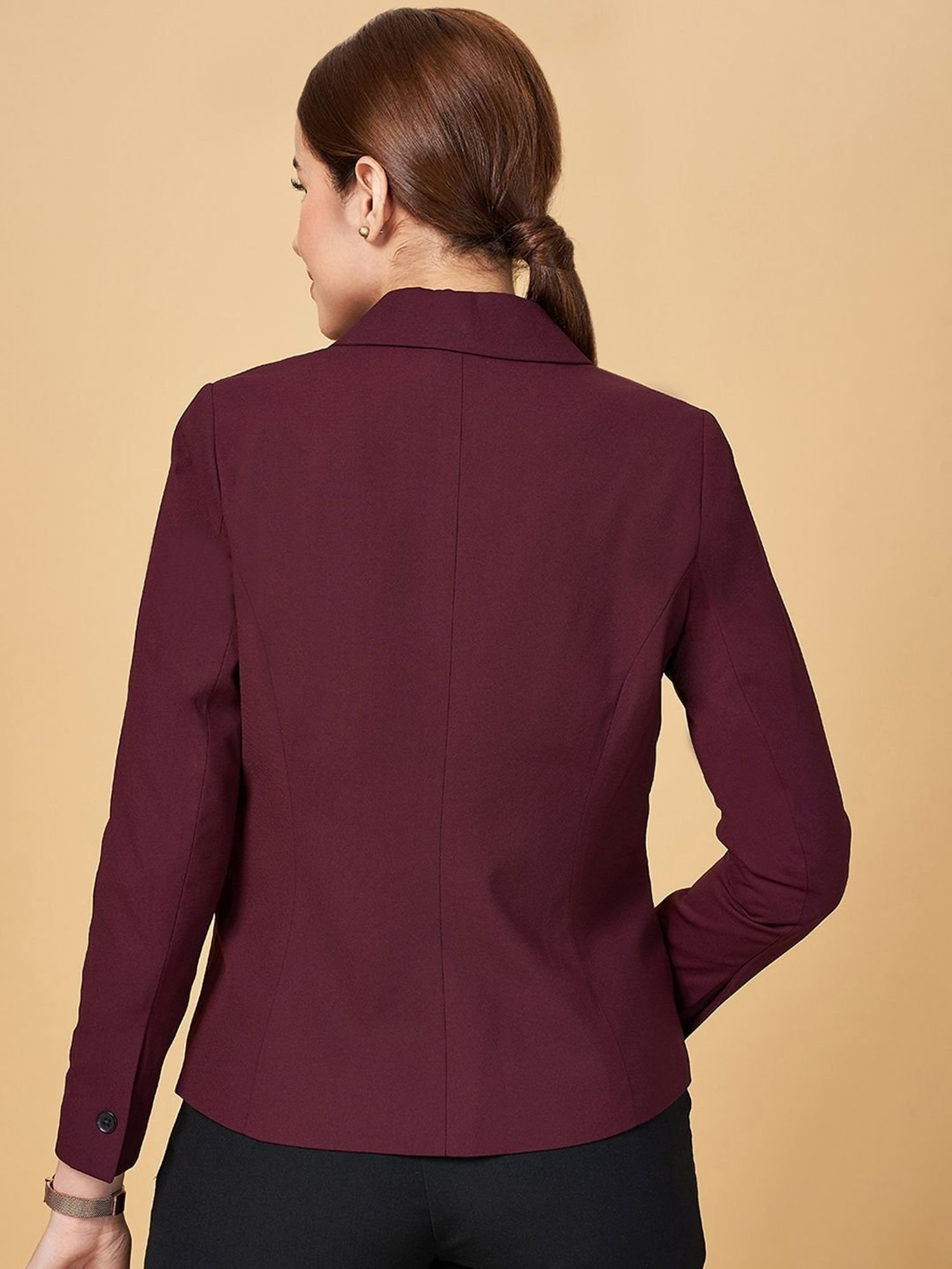 Annabelle by Pantaloons Maroon Regular Fit Blazer
