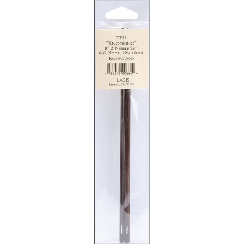Lacis Knooking Rosewood Needles 8" 2/Pkg-G6/4mm & J10/6mm
