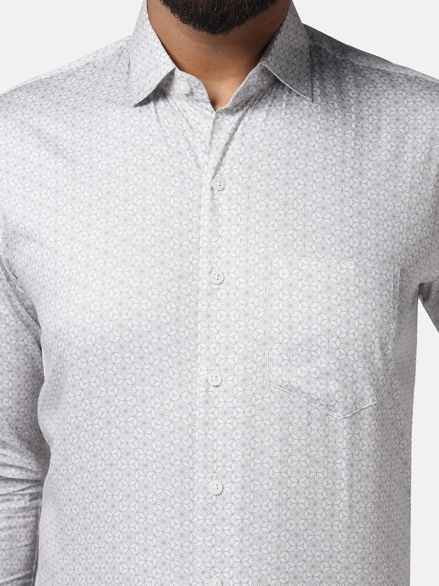 TAHVO Light Brown Slim Fit Printed Shirt