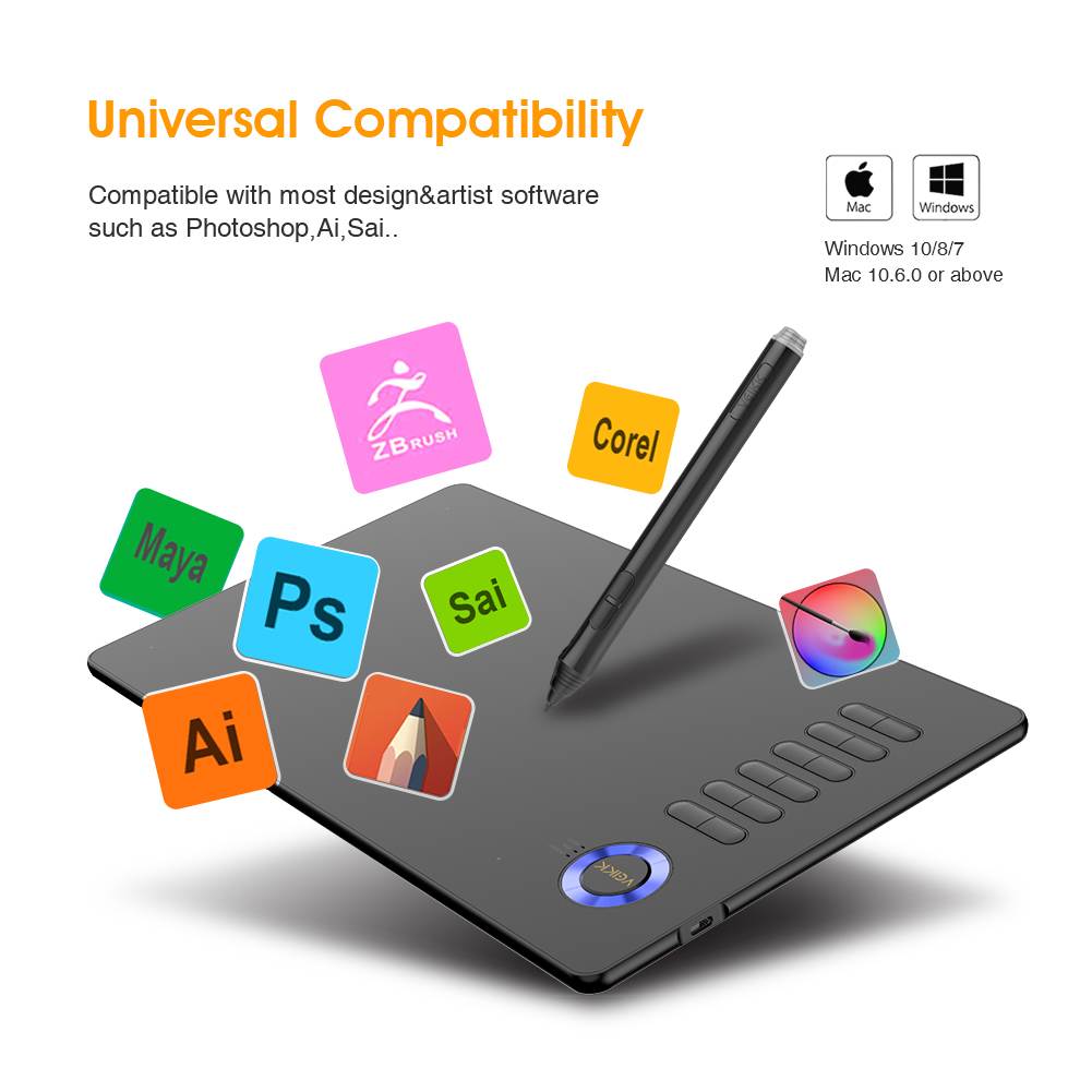 VEIKK A15 Graphic Drawing Tablet 10x6 inch Digital Pen Tablet with Battery-Free Passive Stylus and 12 Shortcut Keys