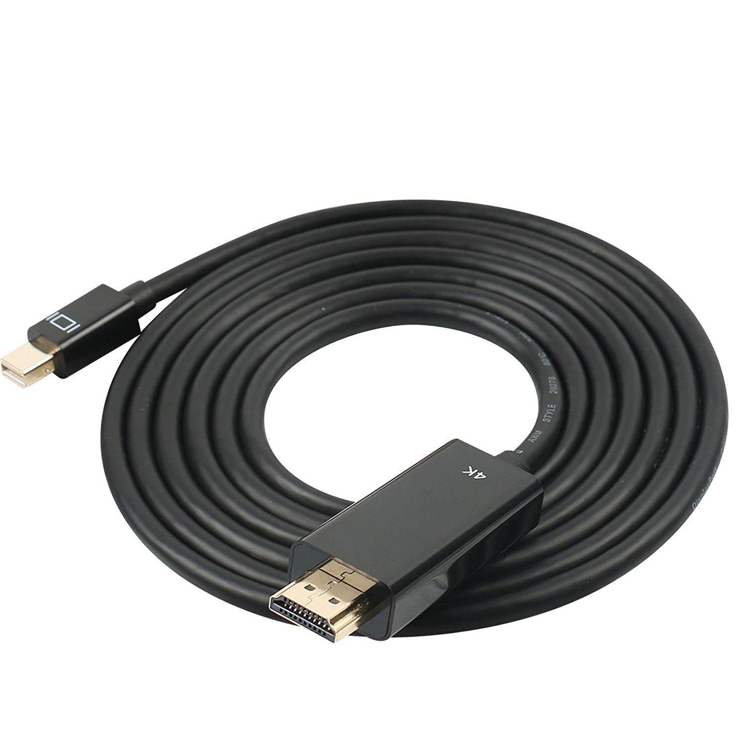 4K Thunderbolt Mini Displayport to HDMI 6 Feet Cable with Audio Mini DP Display Port to HDMI Adapter Converter Gold Plated Cord for MacBook Air Mac Mini Microsoft Surface Pro 3 Pro 4