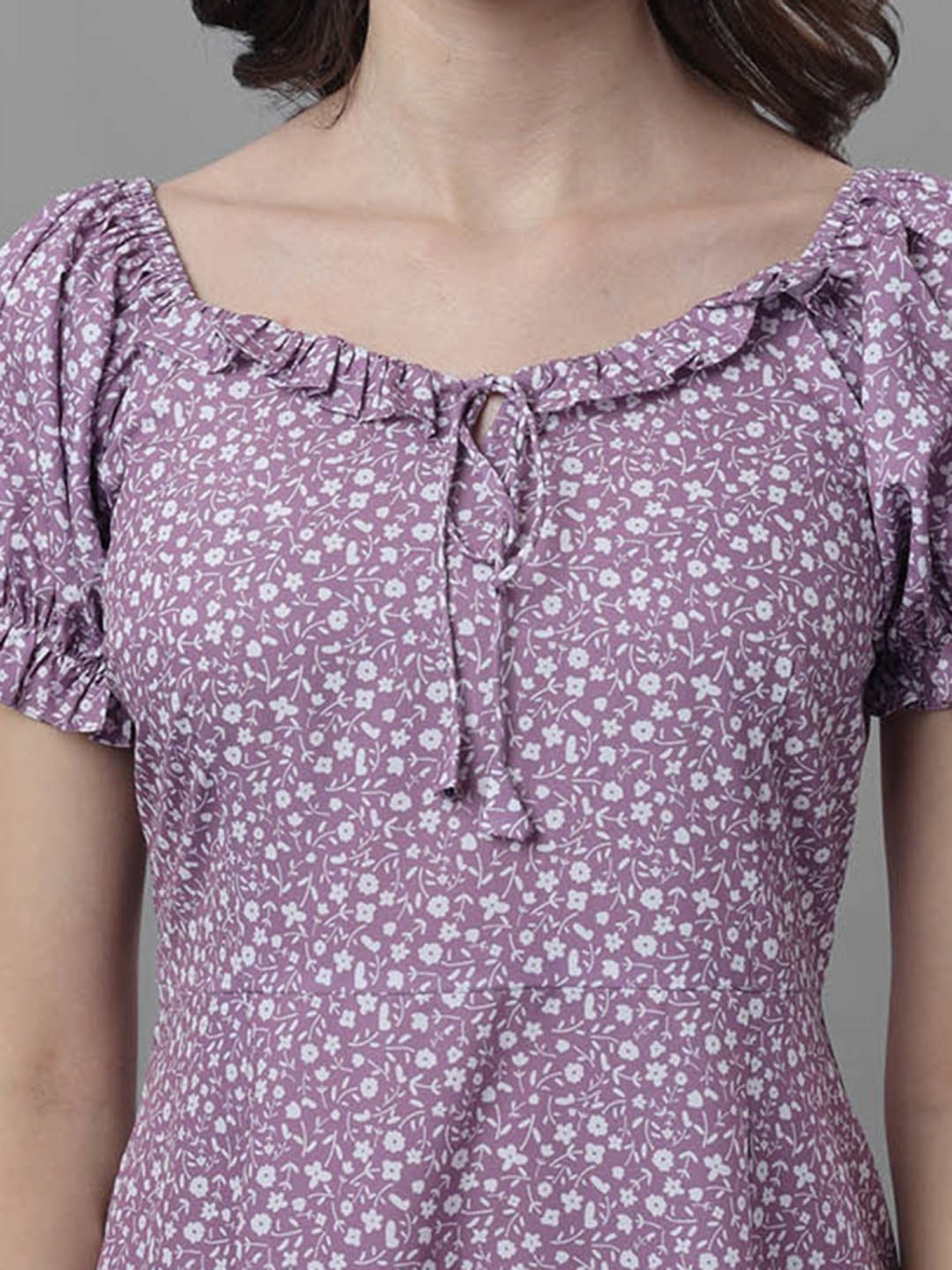 MASAKALI.CO Purple Printed A Line Dress