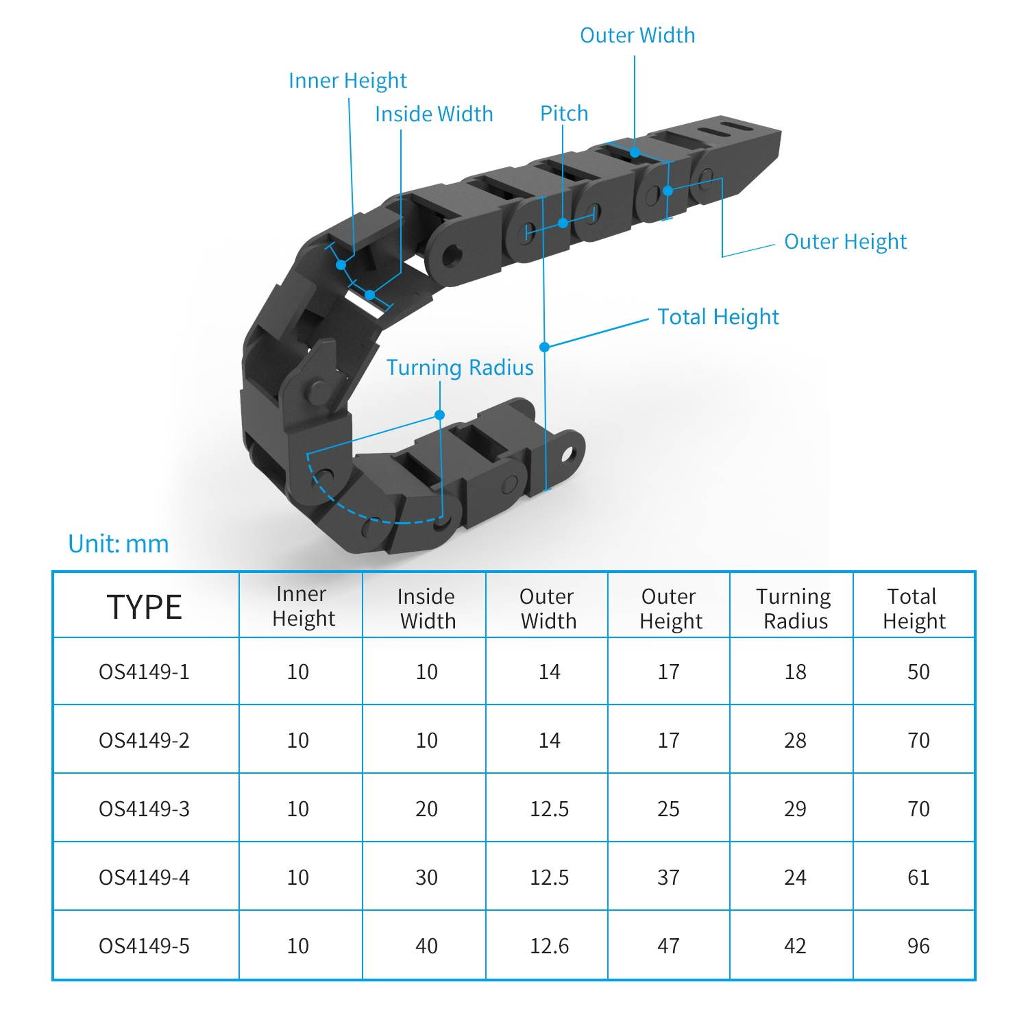 Aibecy 1m/3.3ft Transmission Drag Chain Towline 10*20mm Inner 29mm Turning Radius for 3D Printer CNC Machine