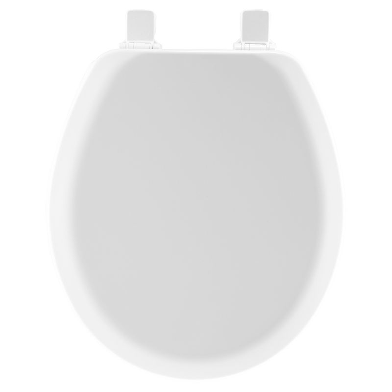 Cameron Never Loosens Round Enameled Wood Toilet Seat with Easy Clean Hinge White - Mayfair by Bemis
