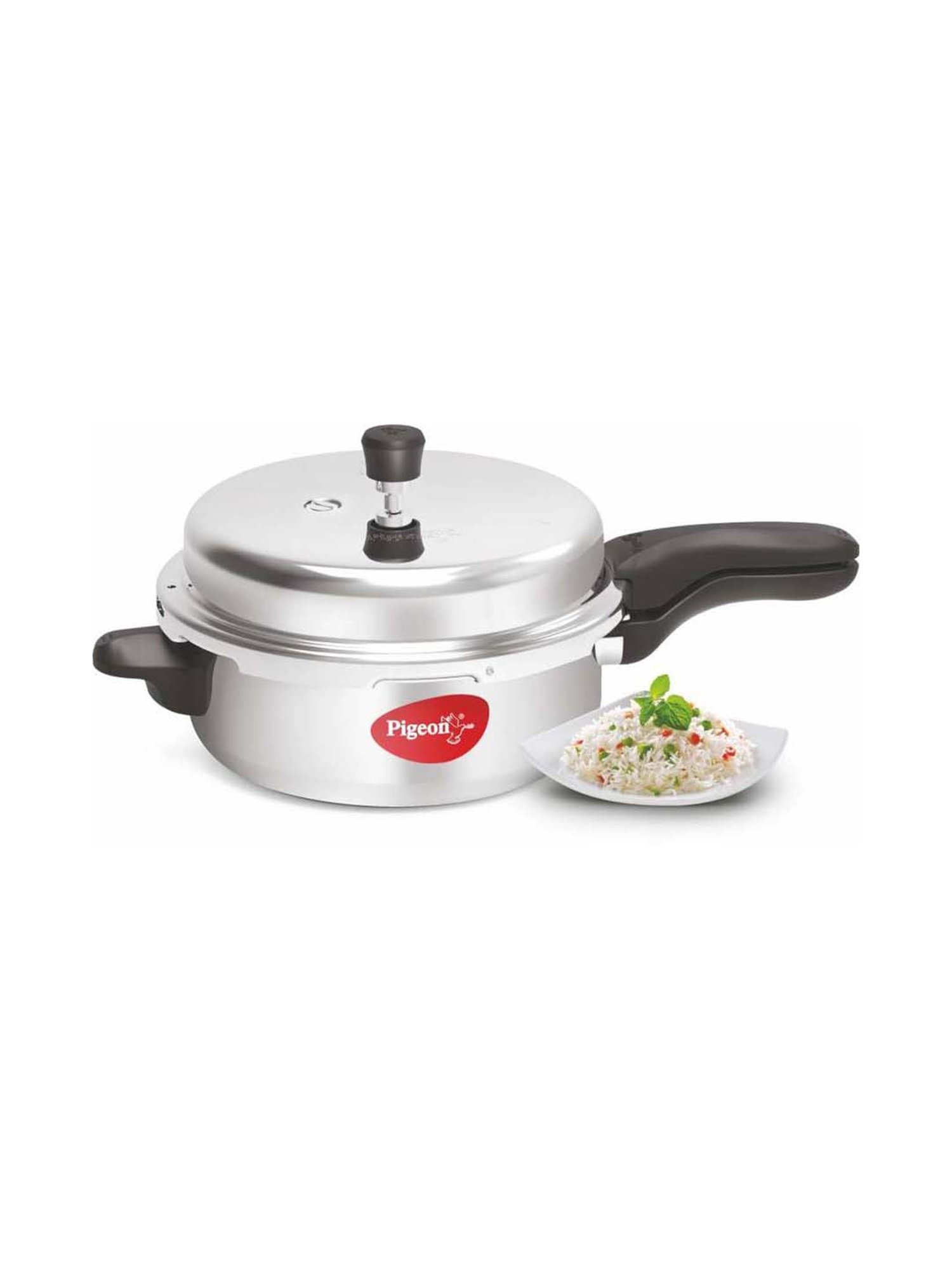 Pigeon Silver & Black Aluminium Pressure Cooker (6 L) - Set of 1