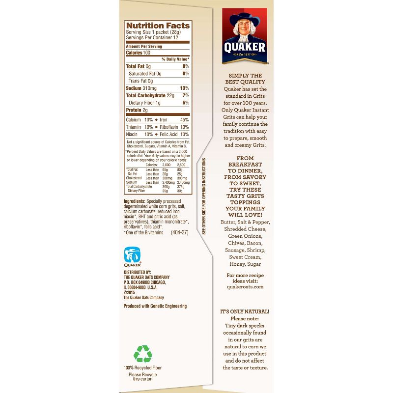 Quaker Instant Grits Original Packets - 12ct