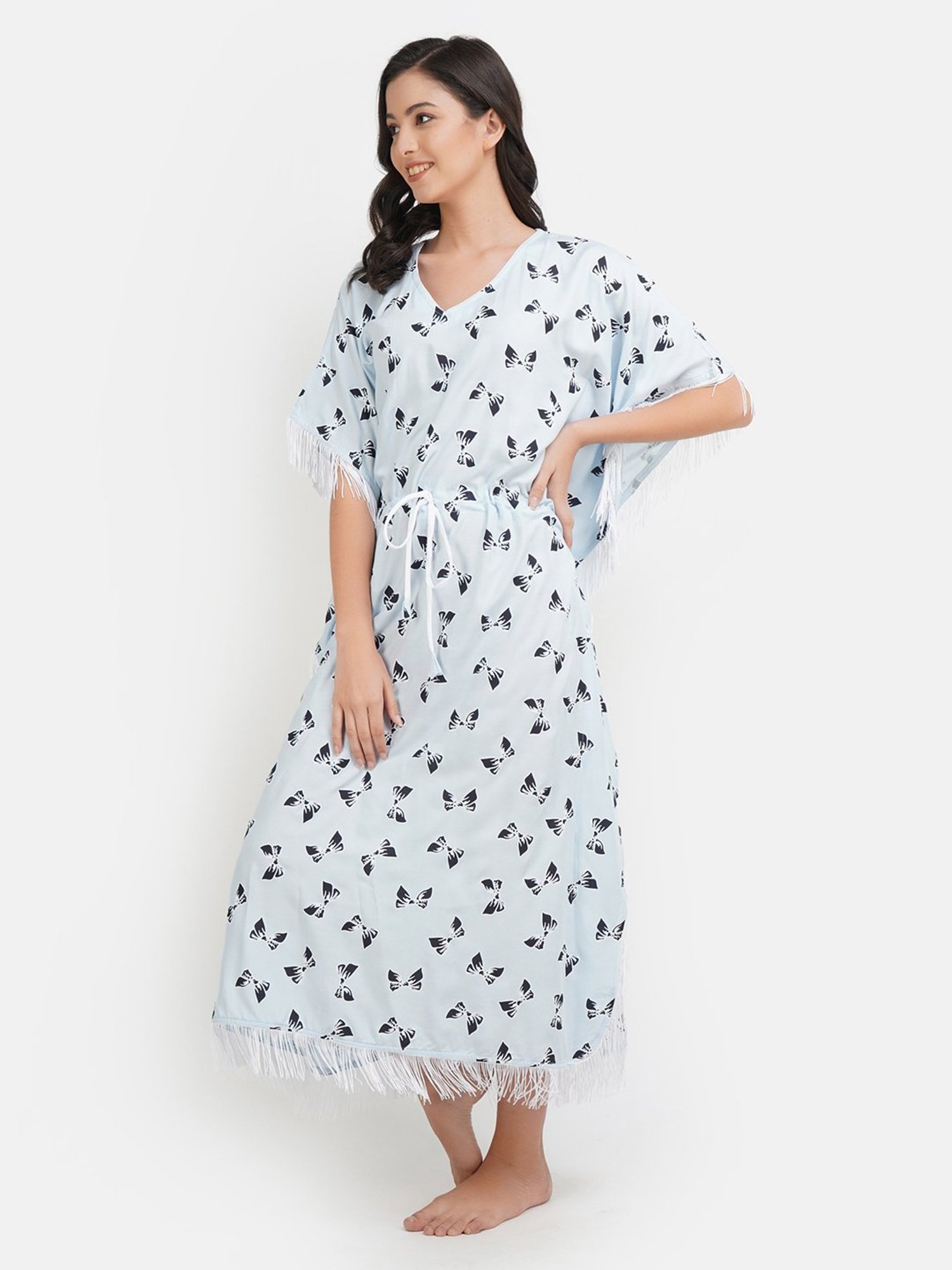 KOI SLEEPWEAR Blue Printed Kaftan Nighty