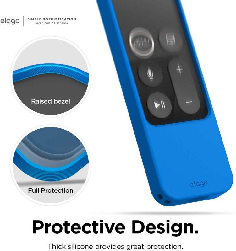 elago R4 Retro Apple TV Remote Case Compatible with Apple TV Siri Remote 1st Generation - Classic Controller Design [Non-Functional], Lanyard Included [US Patent Registered] (Blue)