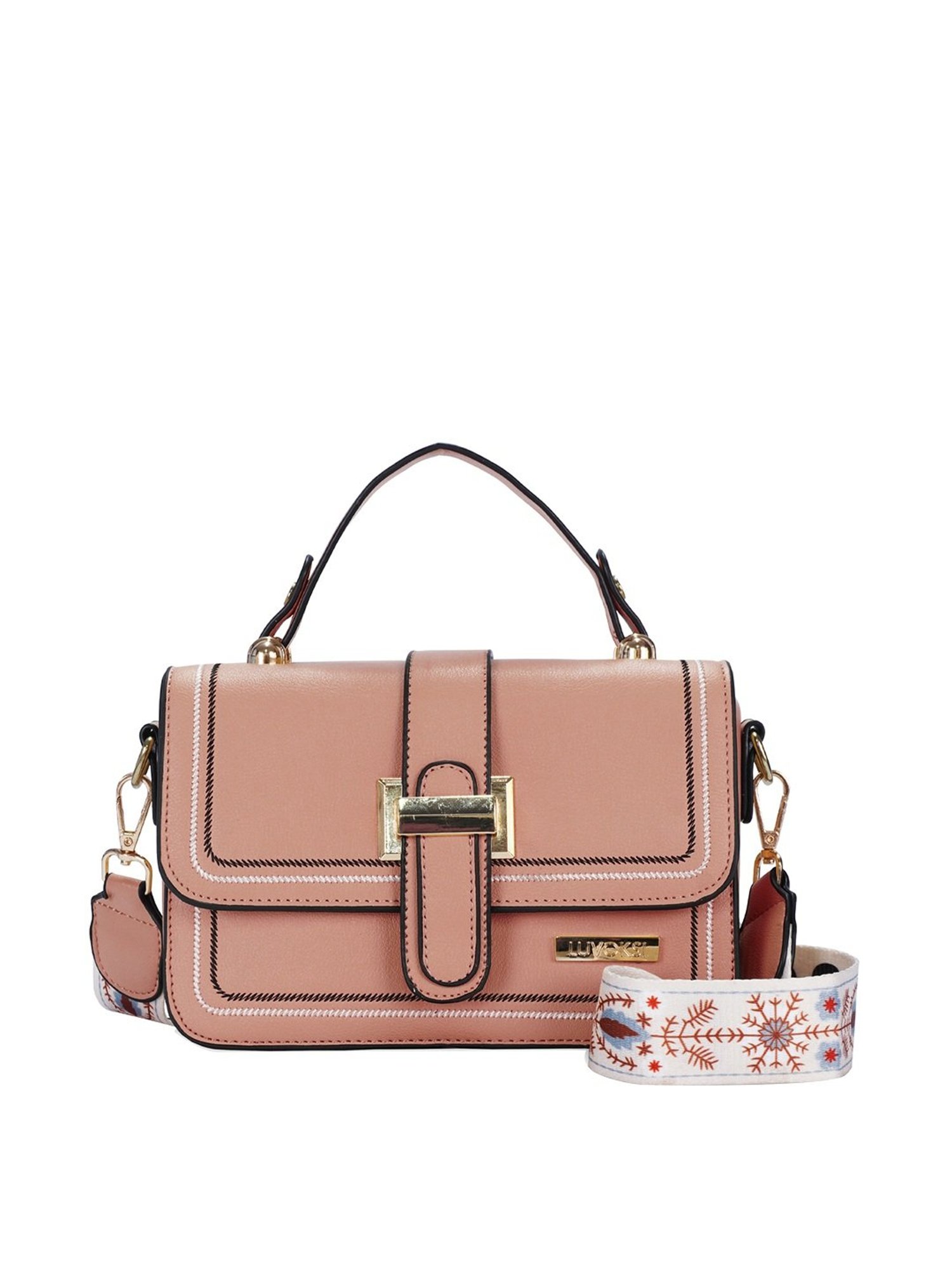 Luvoksi Pink Textured Medium Satchel Handbag