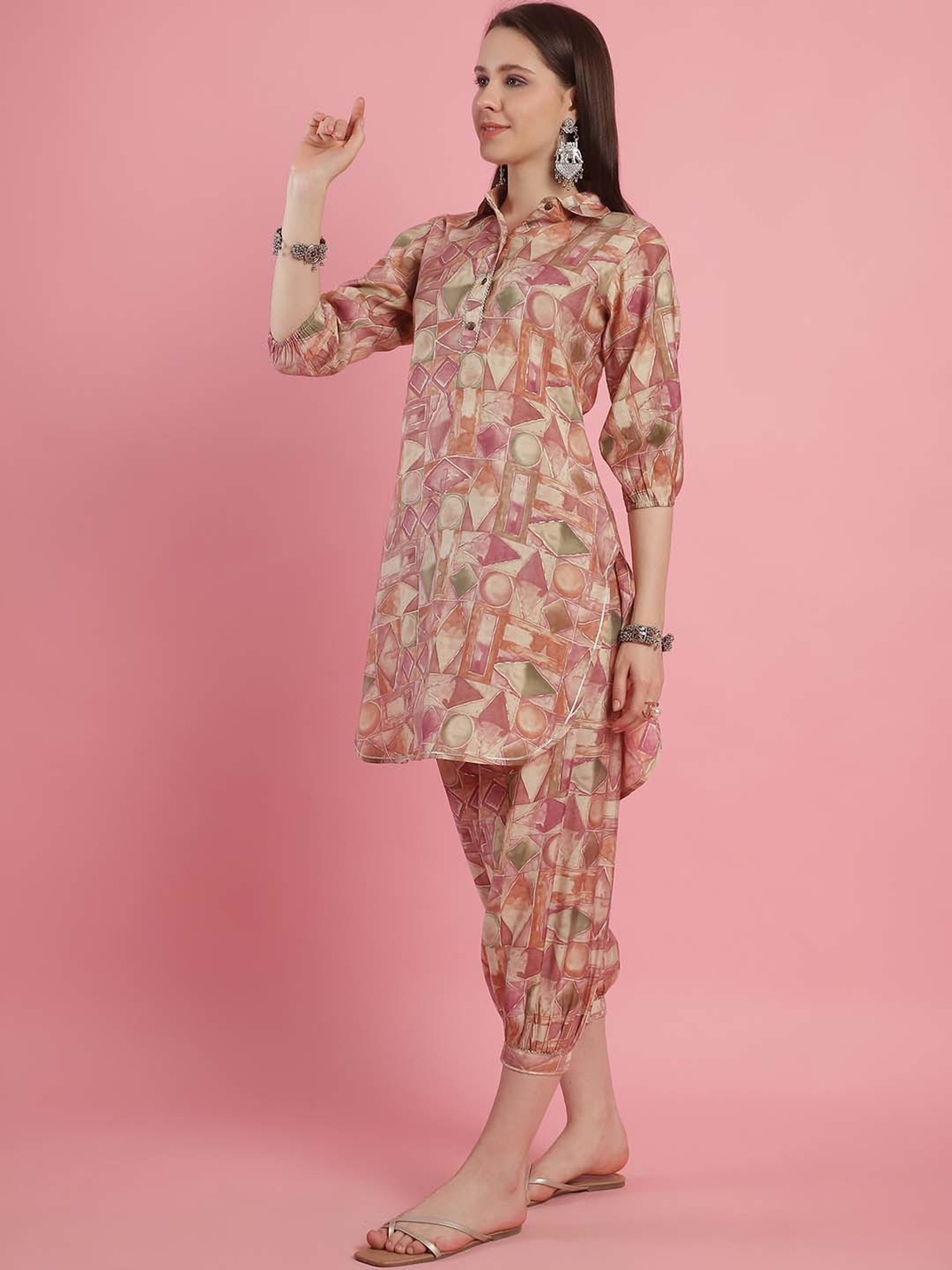 Prakrti Pink Printed Kurti Salwar Set