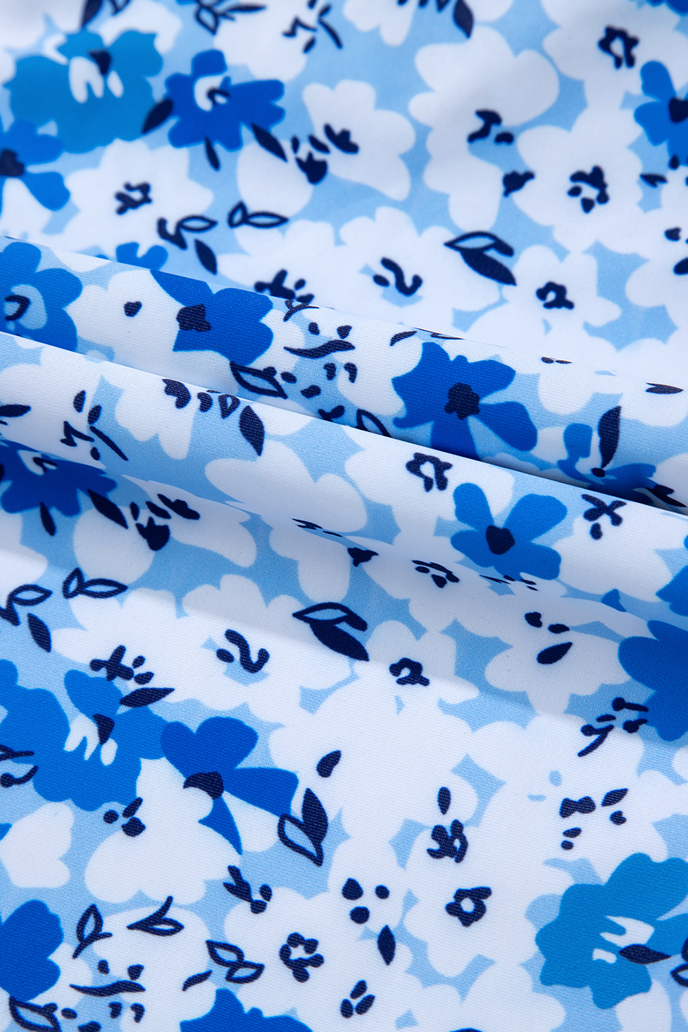 Black Plant Print Zip Front Half Sleeve One Piece Swimsuit