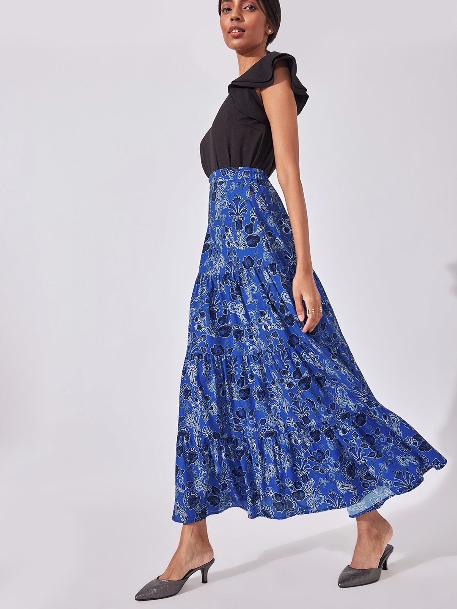 The Label Life Blue Printed Skirt