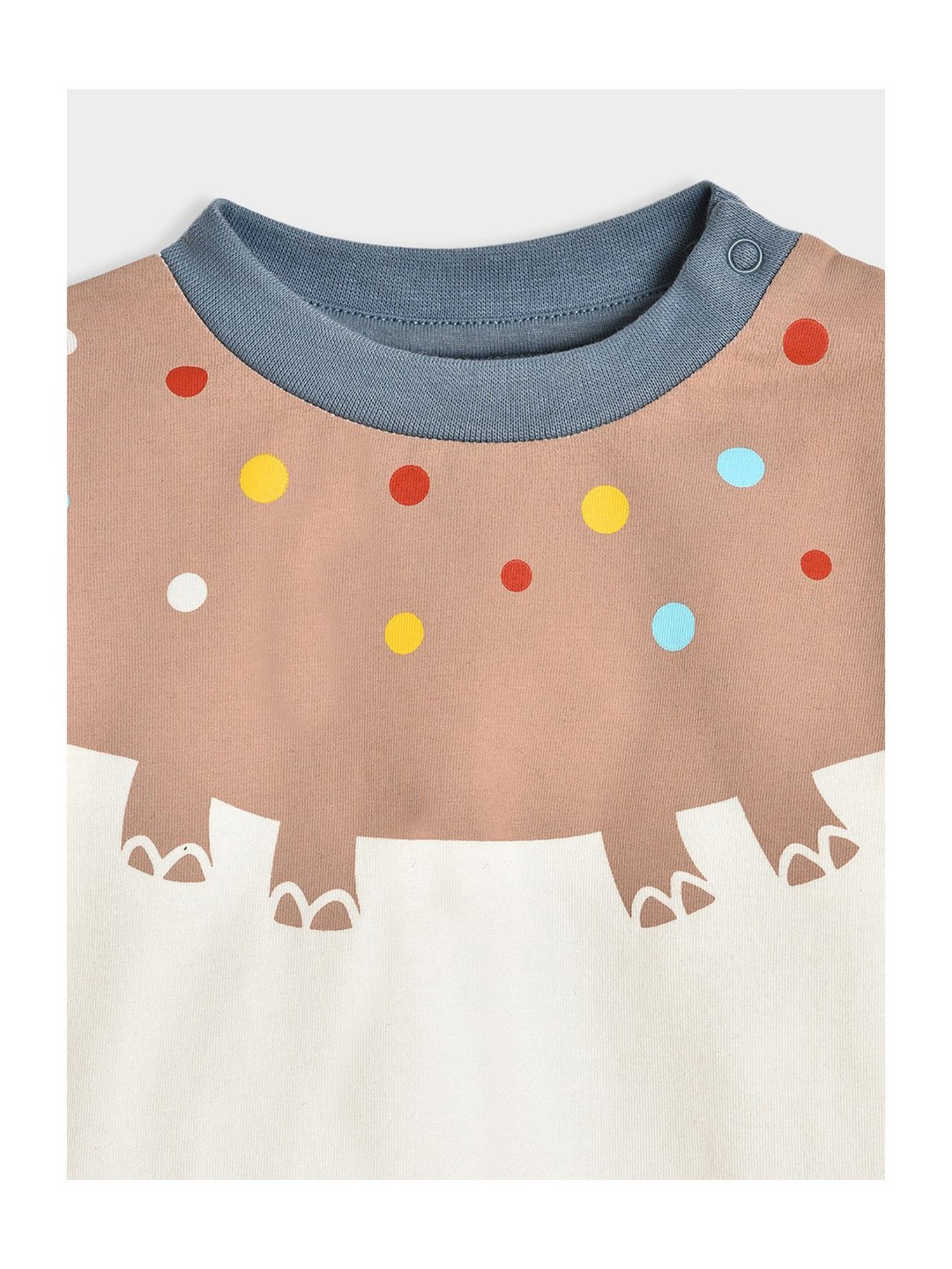 MiArcus Kids White & Brown Printed Full Sleeves T-Shirt