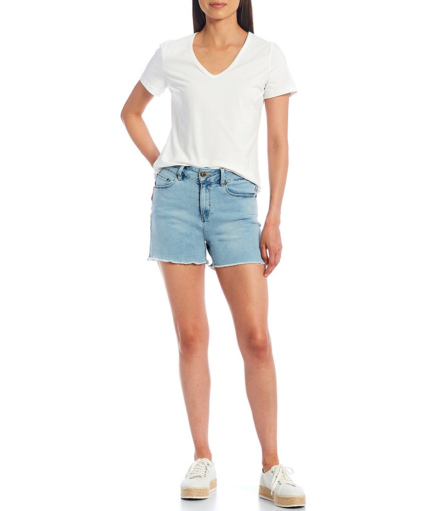 A Loves A Short Sleeve V-Neck Rib Knit Tee